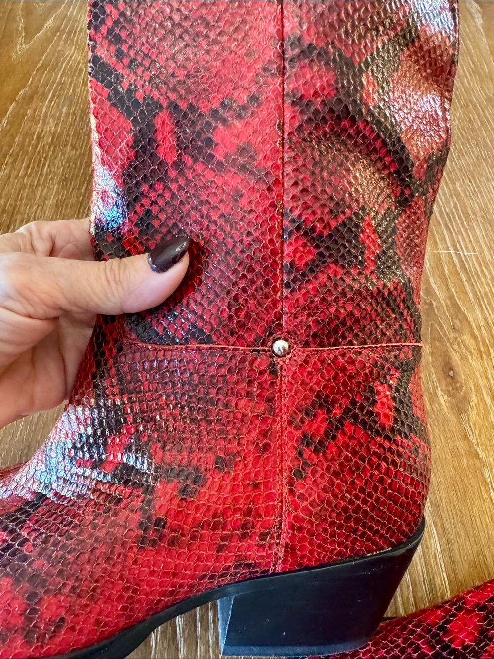 NEW Franco Sarto red+black snake Billie western boots 8 - Picture 9 of 13